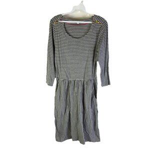 Boden Womens 10 Striped 3/4 Sleeve Dress Gray